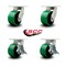 Service Caster 6 Inch Heavy Duty Green Poly on Cast Iron Wheel Swivel Caster Set with 2 Brakes SCC-KP92S630-PUR-GB-2-SLB-2 - alternate 1